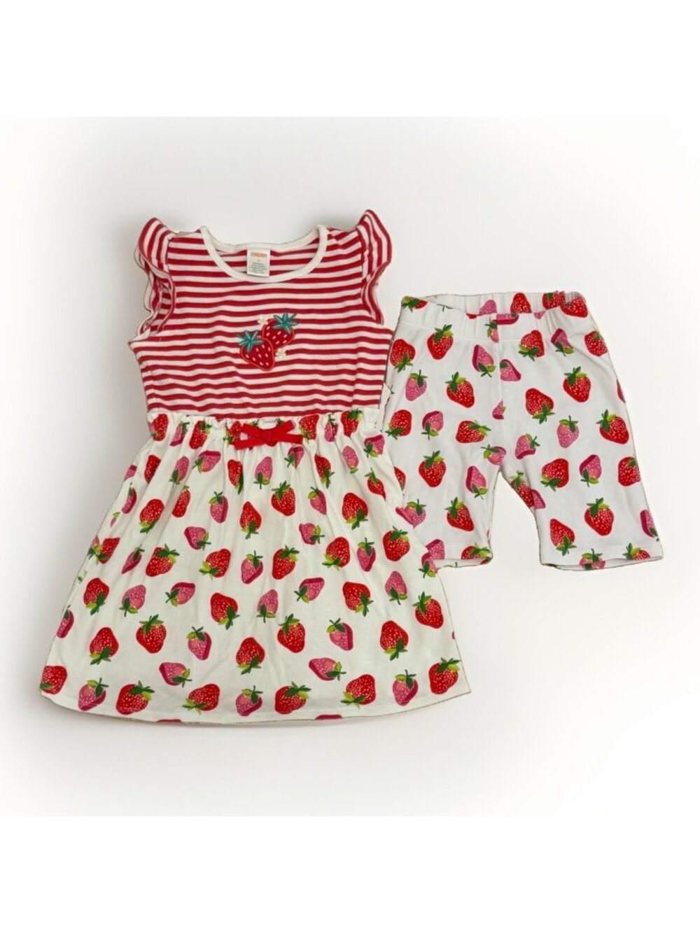 Gymboree Strawberry Applique Dress & Bike Shorts Matching Set size 6 100% Cotton